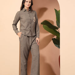 Embroidered Shirt with Trousers