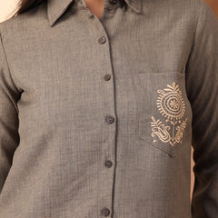 Embroidered Shirt with Trousers