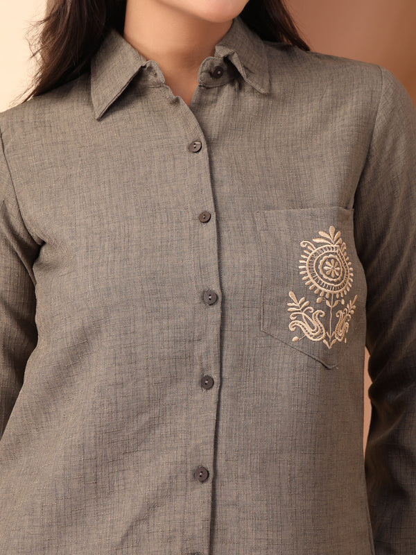 Embroidered Shirt with Trousers