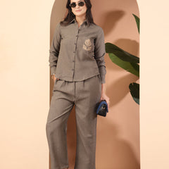 Embroidered Shirt with Trousers