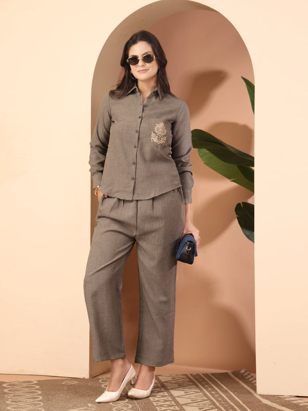 Embroidered Shirt with Trousers