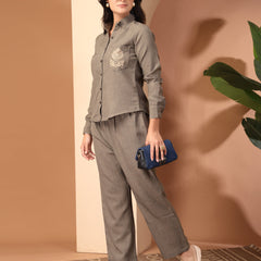 Embroidered Shirt with Trousers