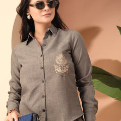 Embroidered Shirt with Trousers