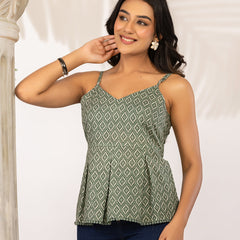Women Ethnic Motifs Printed Cotton Peplum Top
