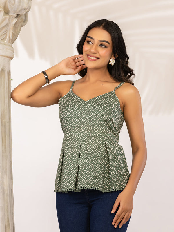 Women Ethnic Motifs Printed Cotton Peplum Top