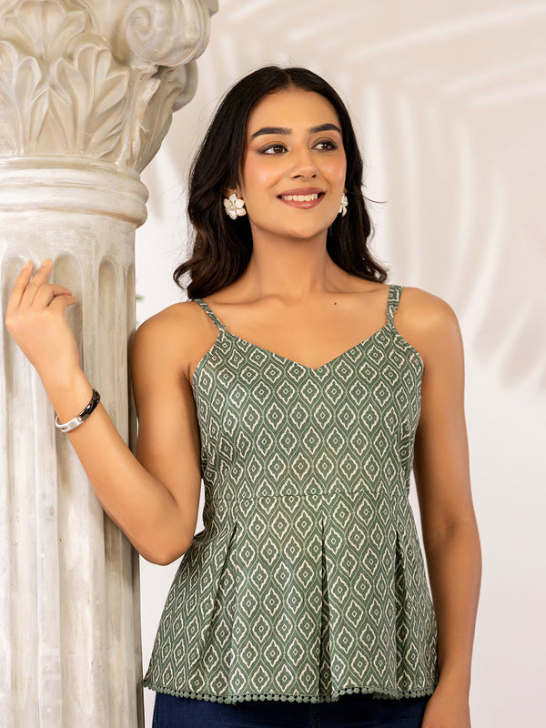 Women Ethnic Motifs Printed Cotton Peplum Top