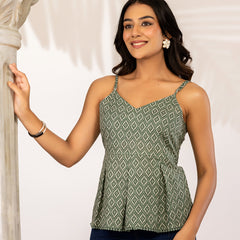 Women Ethnic Motifs Printed Cotton Peplum Top
