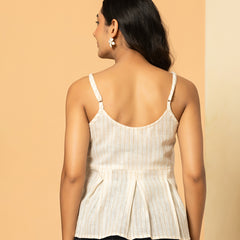 Vertical Striped Khadi Peplum Top
