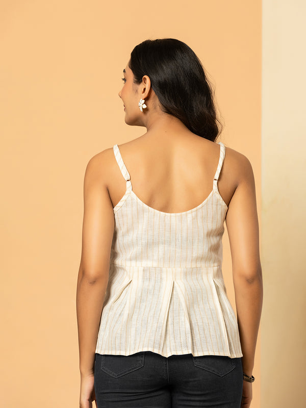 Vertical Striped Khadi Peplum Top