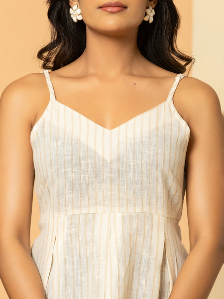 Vertical Striped Khadi Peplum Top