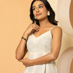 Vertical Striped Khadi Peplum Top