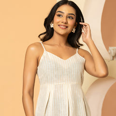 Vertical Striped Khadi Peplum Top