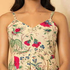 Women Floral Printed Pure Cotton Peplum Top