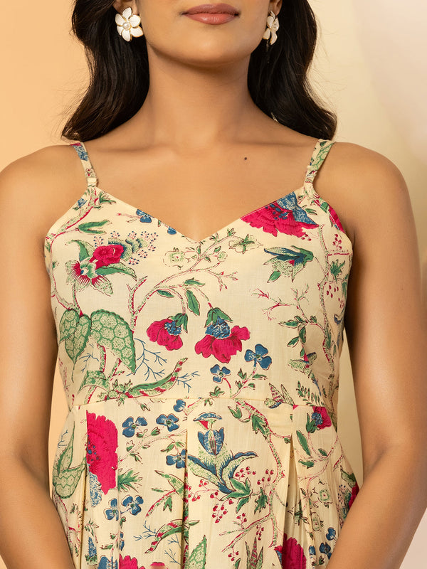 Women Floral Printed Pure Cotton Peplum Top