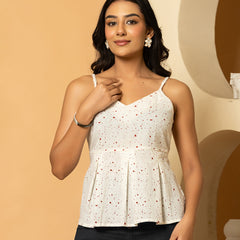 Women Ethnic Motifs Printed Cotton Peplum Top
