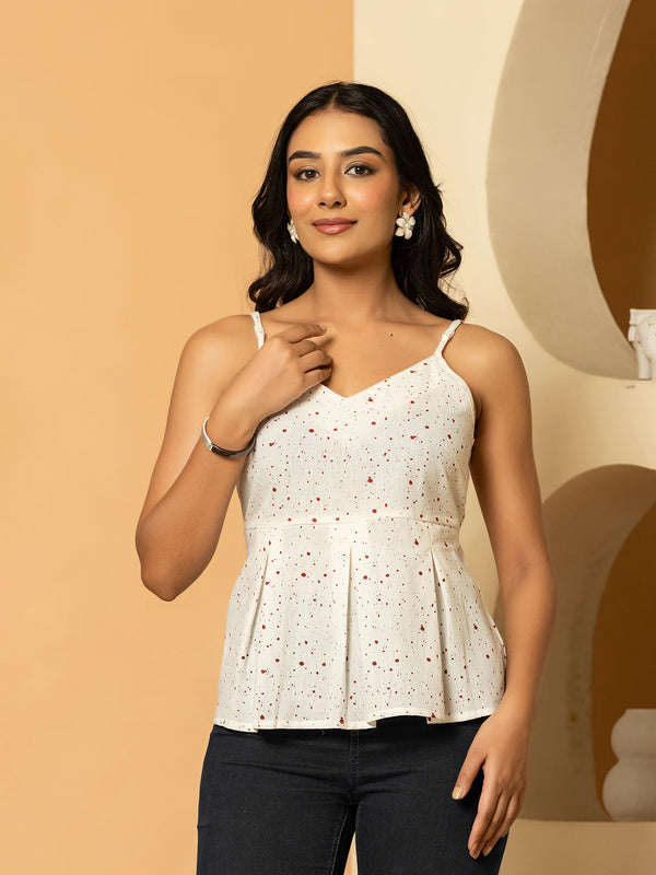 Women Ethnic Motifs Printed Cotton Peplum Top