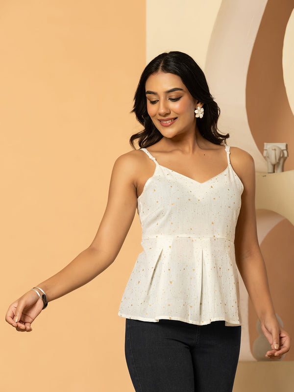 Women Ethnic Motifs Printed Cotton Peplum Top