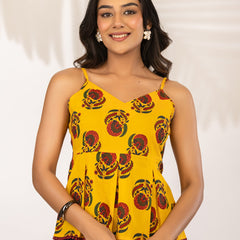 Women Floral Printed Pure Cotton Peplum Top