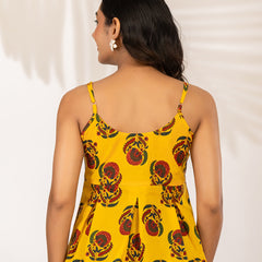 Women Floral Printed Pure Cotton Peplum Top