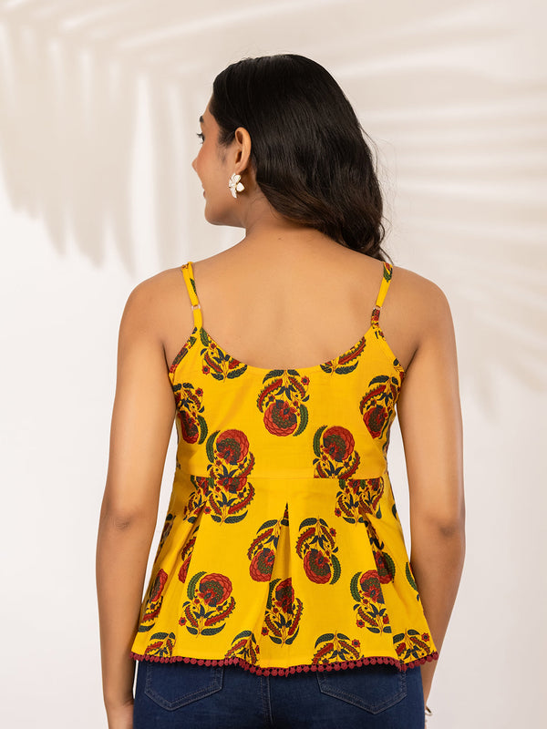 Women Floral Printed Pure Cotton Peplum Top