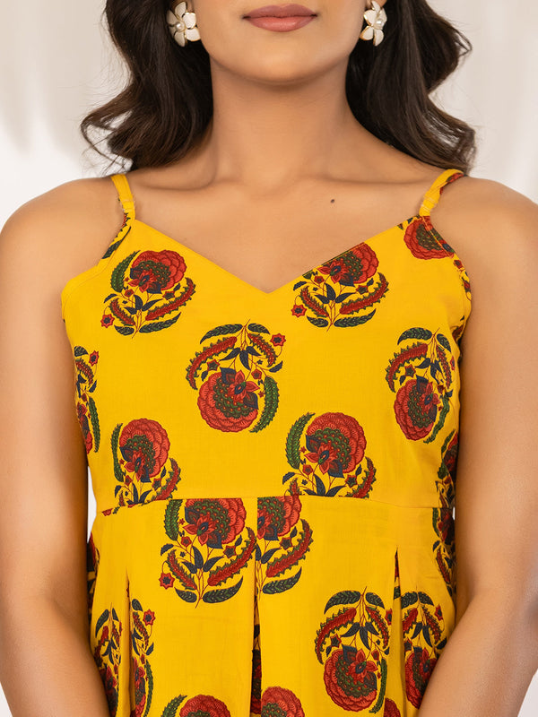 Women Floral Printed Pure Cotton Peplum Top