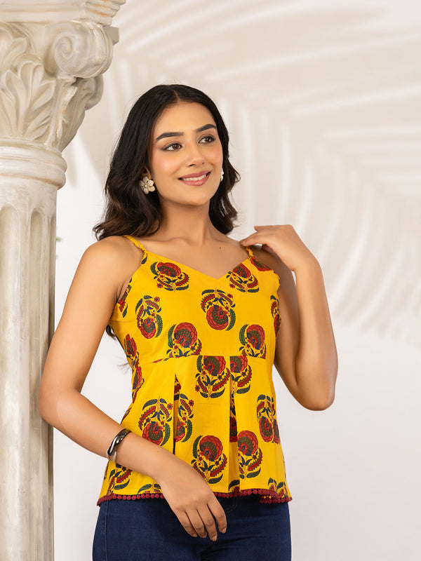 Women Floral Printed Pure Cotton Peplum Top