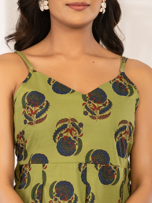 Women Floral Printed Pure Cotton Peplum Top