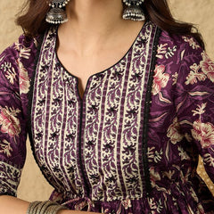 Women Floral Print Pure Cotton Fit and Flare Dress