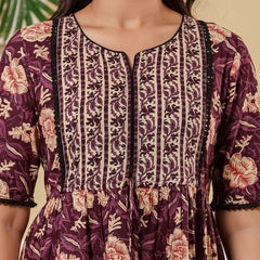 Floral Printed V-Neck Pure Cotton Fit & Flare Dress