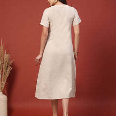 Embroidered Jacquard A-Line Midi Dress