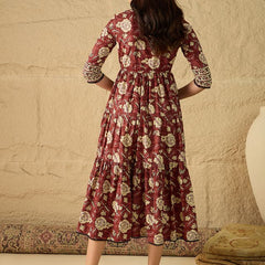 Women Floral Print Pure Cotton Fit and Flare Dress