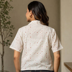Printed Cotton Shirt Style Crop Top
