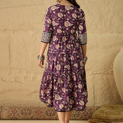 Women Floral Print Pure Cotton Fit and Flare Dress