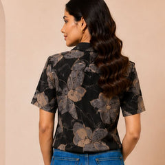 Floral Print Cotton Shirt Style Top